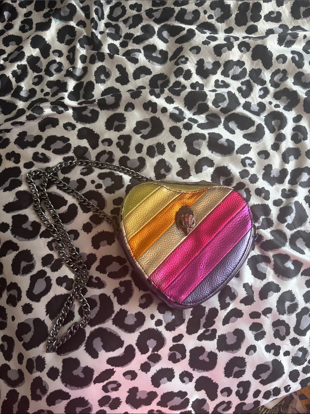 Kurt Geiger Heart-Shaped Crossbody in Yellow, Orange, Pink, Purple